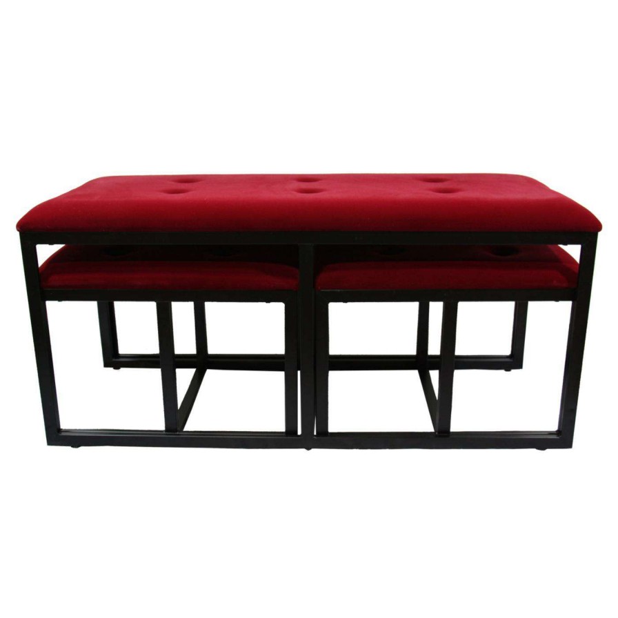 Indoor Benches * | Best Deal Ottoman Benches Ore International Tufted Bench With 2 Seatings