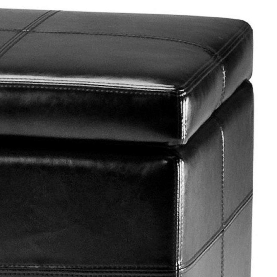 Indoor Benches * | Buy Indoor Storage Benches Safavieh Madison Storage Bench Black Leather