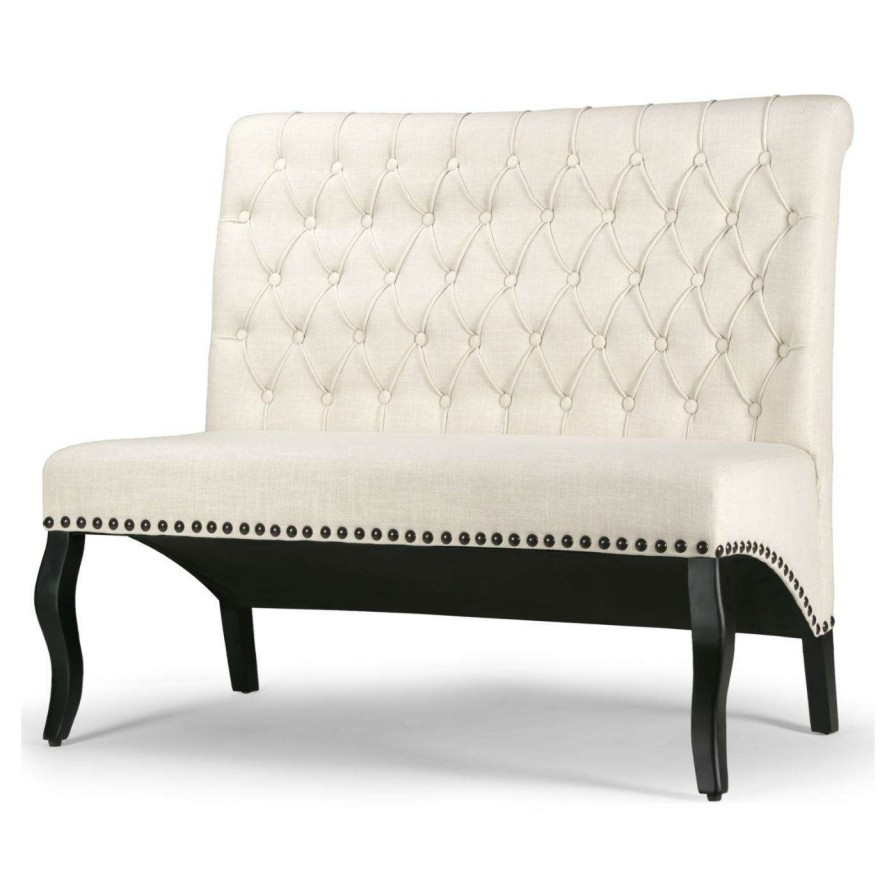 Indoor Benches * | Deals Settee Benches Glamour Home Alisa Upholstered Tufted Settee Bench