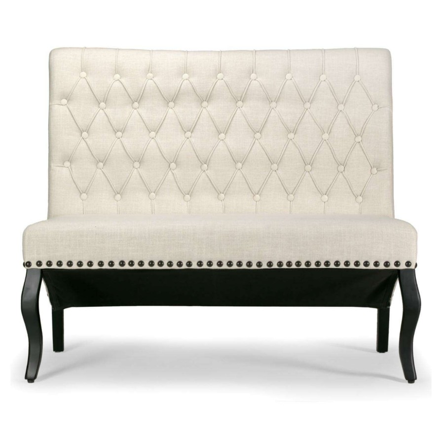 Indoor Benches * | Deals Settee Benches Glamour Home Alisa Upholstered Tufted Settee Bench