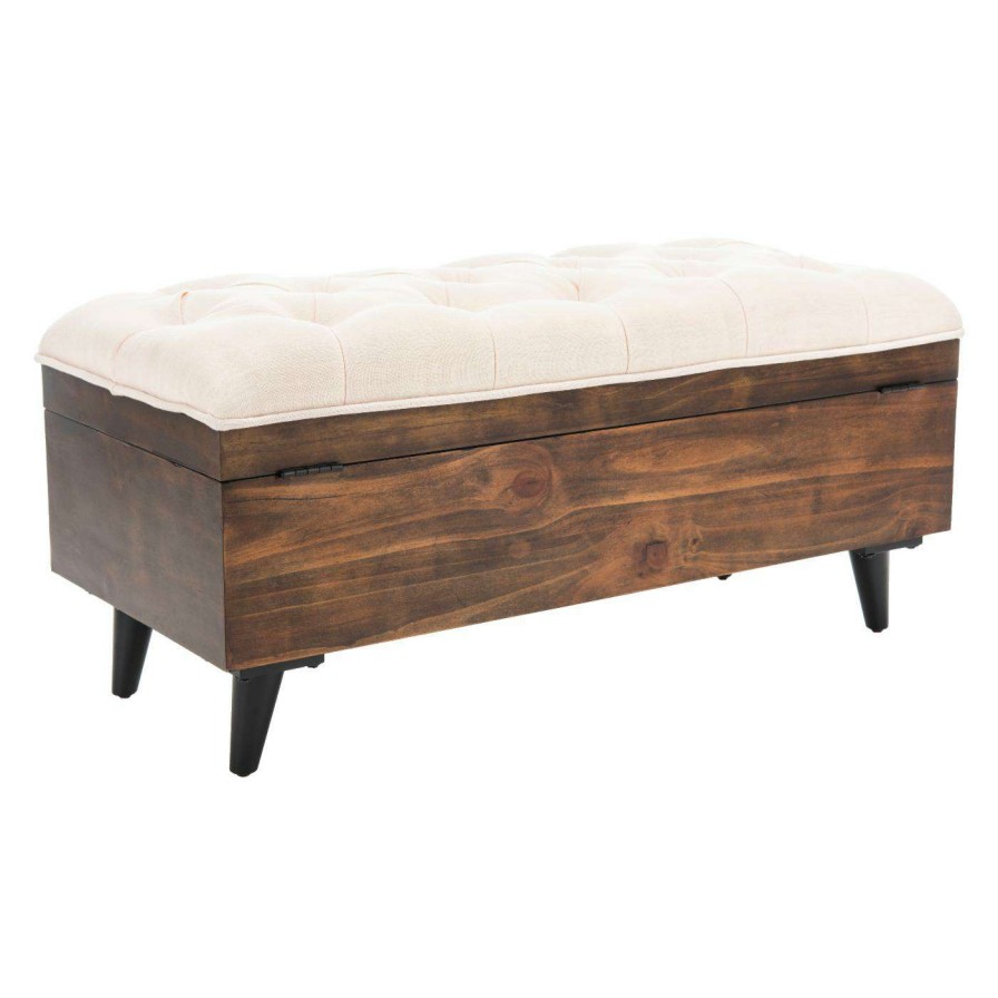 Indoor Benches * | Cheap Indoor Storage Benches Safavieh Liam Tufted Backless Storage Bench