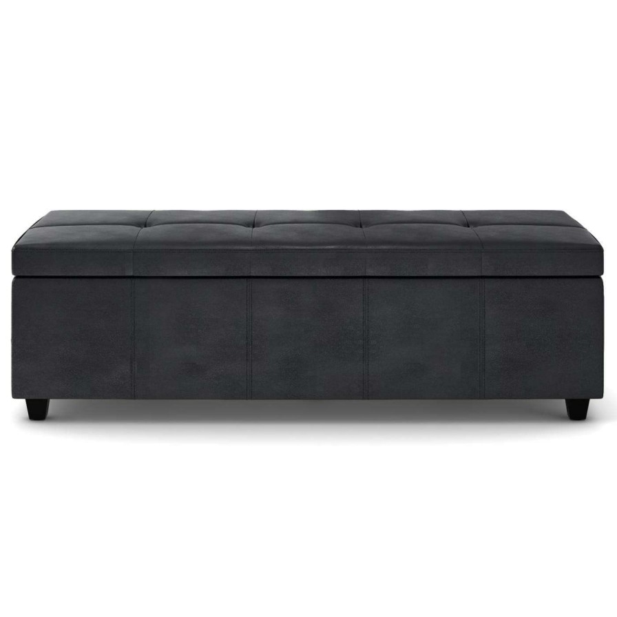 Indoor Benches * | Cheapest Bedroom Benches Brooklyn + Max Fullerton 48 In. Transitional Rectangle Faux Leather Storage Ottoman Bench