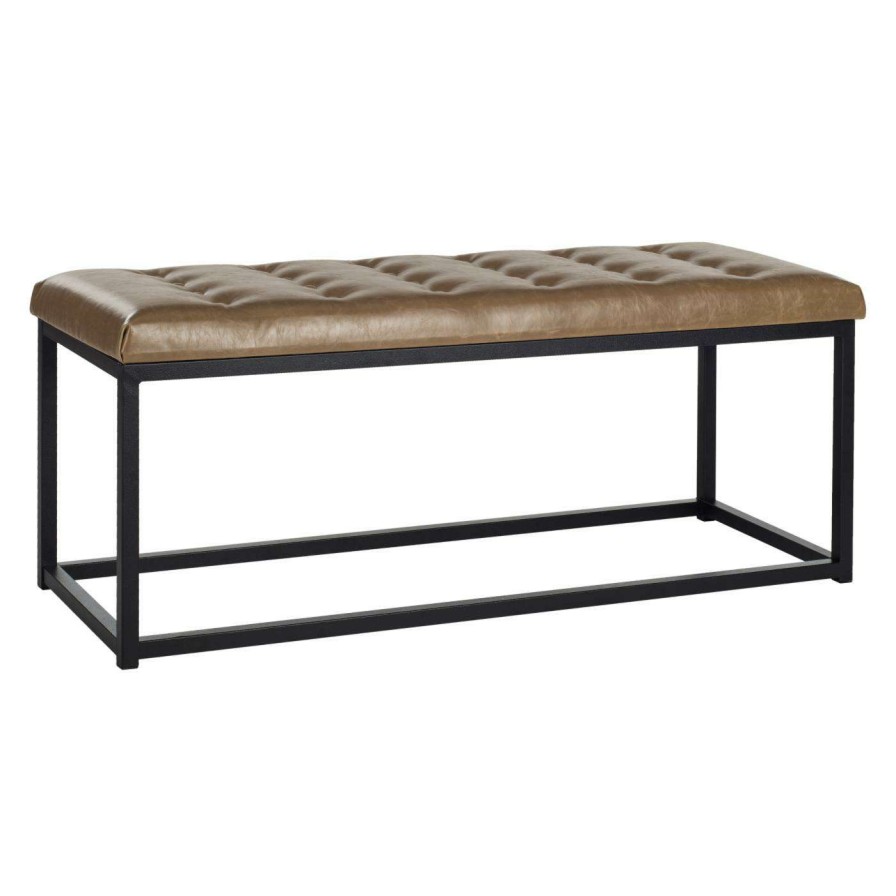 Indoor Benches * | New Bedroom Benches Safavieh Reynolds Backless Faux Leather Bedroom Bench