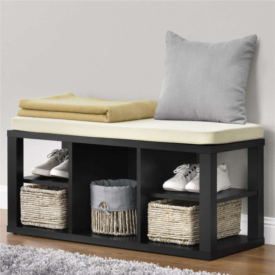 Indoor Benches * | Deals Indoor Storage Benches Ameriwood Home Parsons Storage Bench White