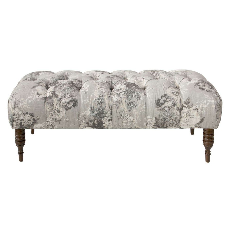 Indoor Benches * | Discount Bedroom Benches Skyline Furniture Tufted Bench Ballad Bouquet Platinum