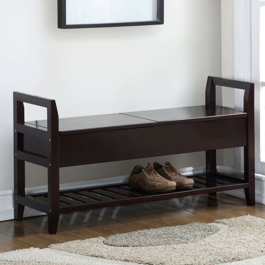 Indoor Benches * | Best Pirce Indoor Storage Benches Roundhill Furniture Vannes Shoe Storage Bench