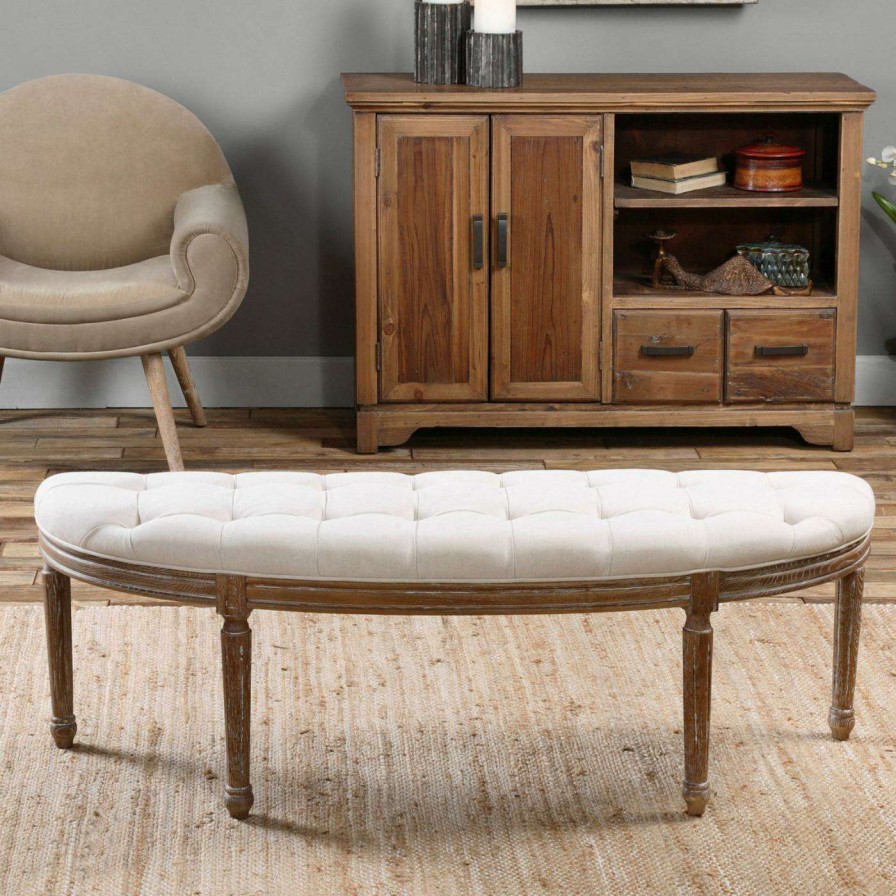 Indoor Benches * | Coupon Bedroom Benches Uttermost Leggett Tufted Bench