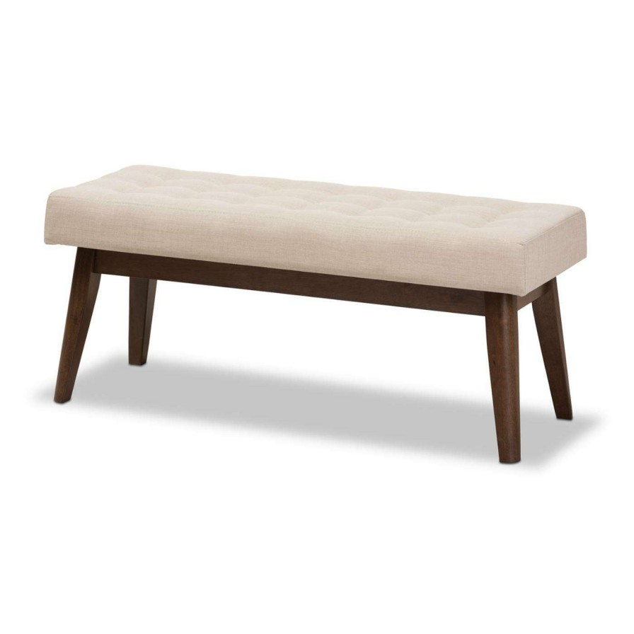 Indoor Benches * | Hot Sale Entryway Benches Baxton Studio Elia Fabric Button-Tufted Bench