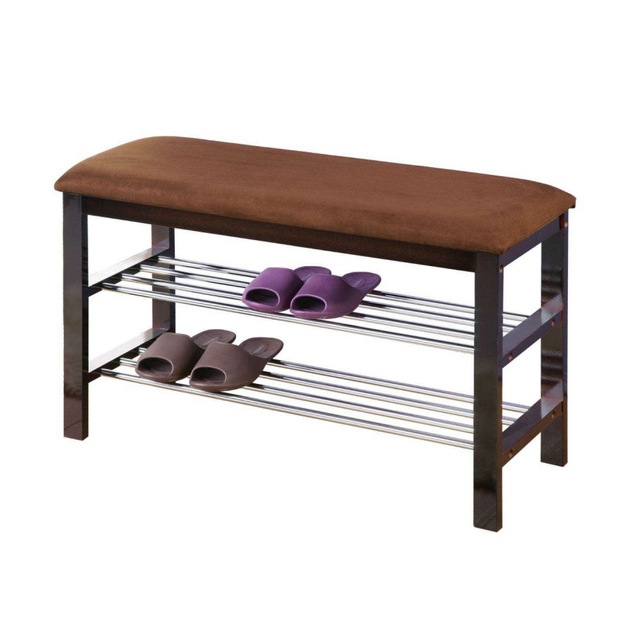 Indoor Benches * | Brand New Indoor Storage Benches Roundhill Furniture Wood Shoe Storage Entryway Bench