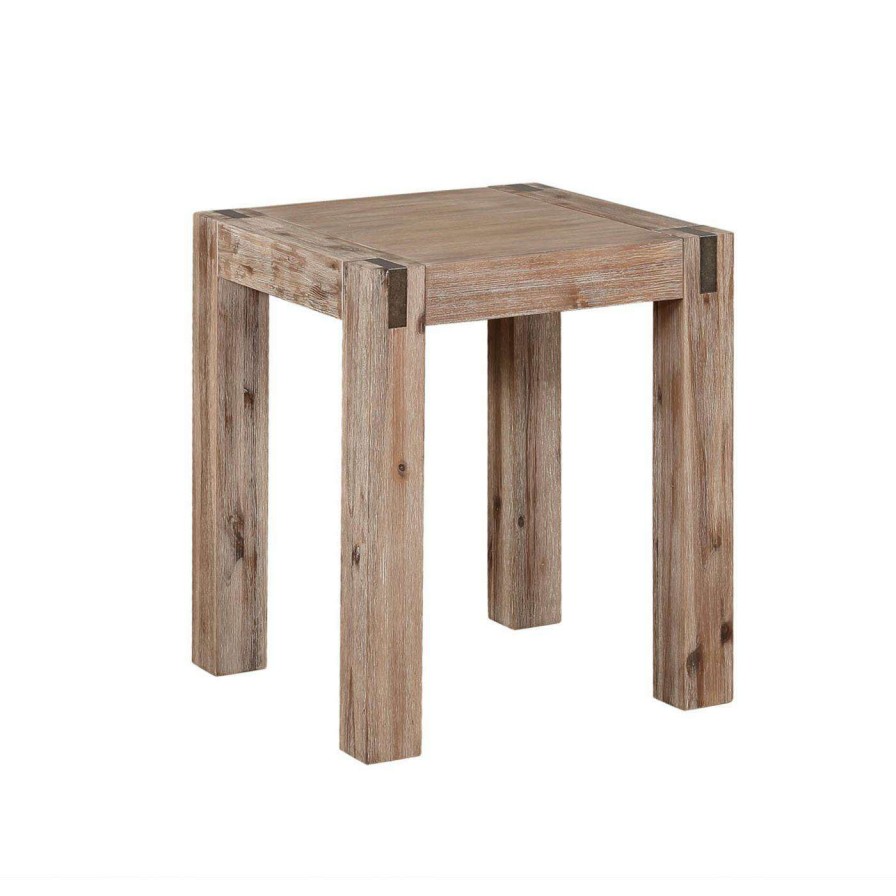 Indoor Benches * | Cheapest Entryway Benches Alaterre Furniture Woodstock Acacia Wood With Metal Inset 40 In. Bench, Brushed Driftwood