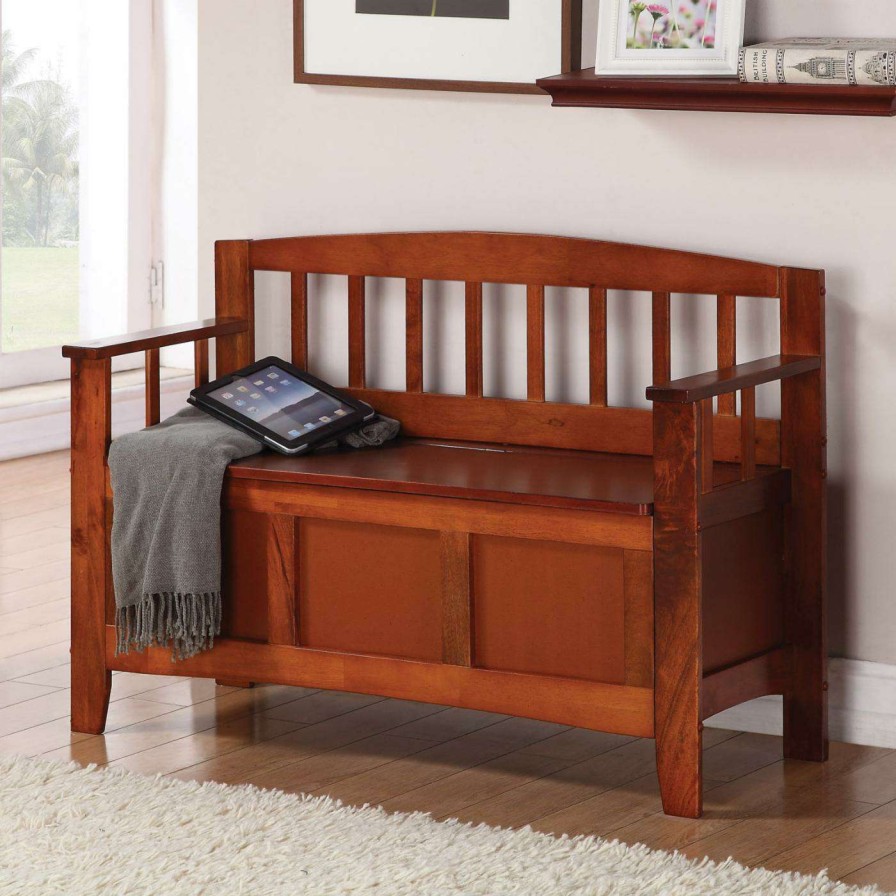 Indoor Benches * | Buy Indoor Storage Benches Osp Home Furnishings Metro Mission Entry Way Bench