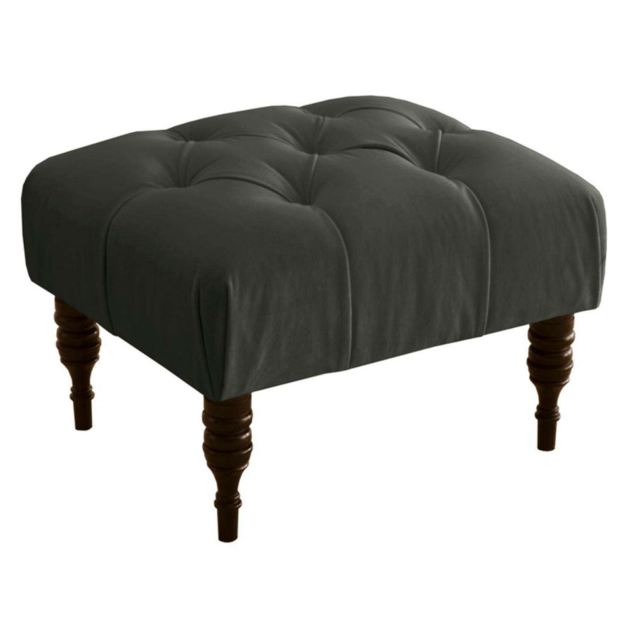 Indoor Benches * | Brand New Skyline Furniture Ottoman Benches Skyline Velvet Tufted Ottoman Bench