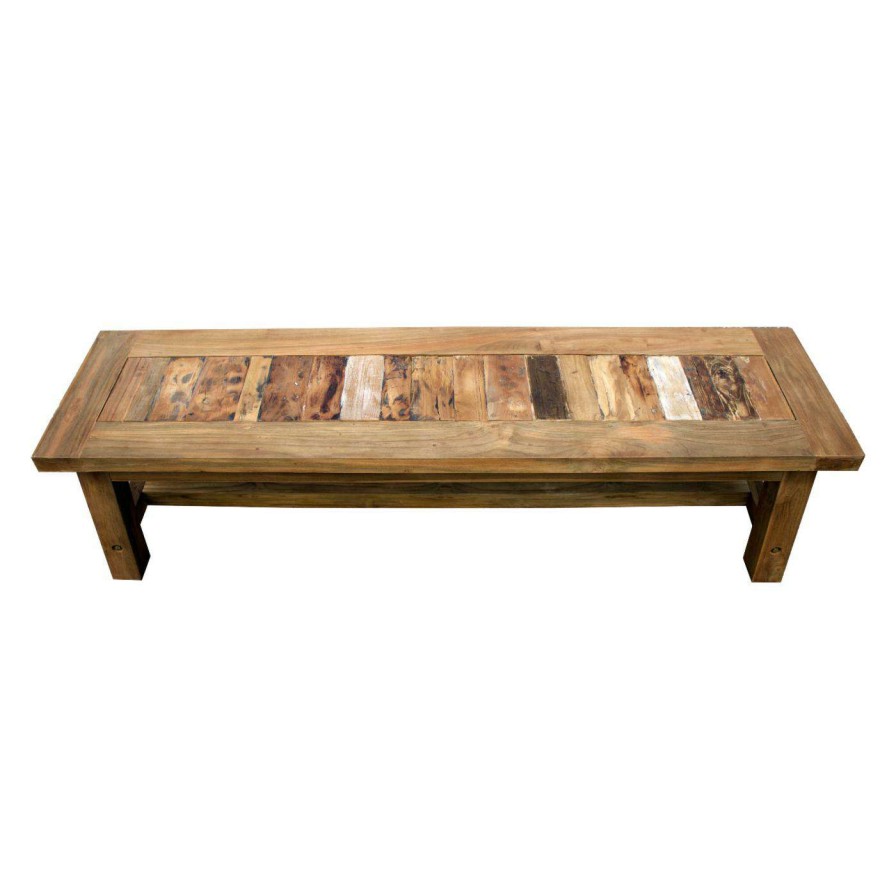 Indoor Benches * | Discount Entryway Benches Chic Teak Craftsman Recycled Teak Backless Bench