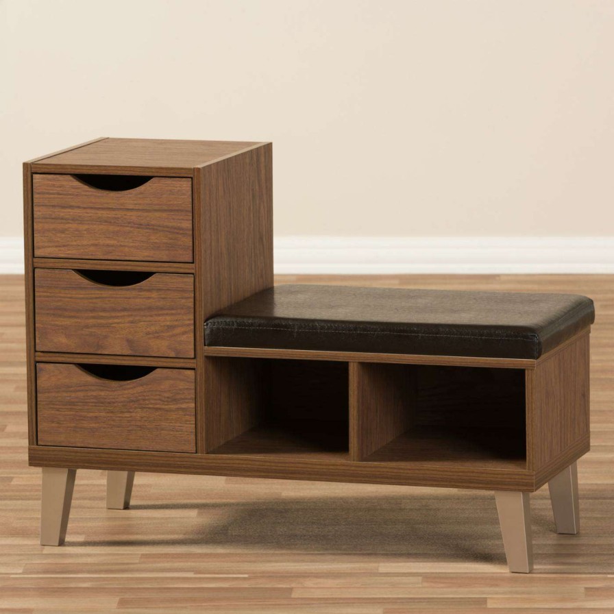 Indoor Benches * | Buy Indoor Storage Benches Baxton Studio Arielle Shoe Storage Bench