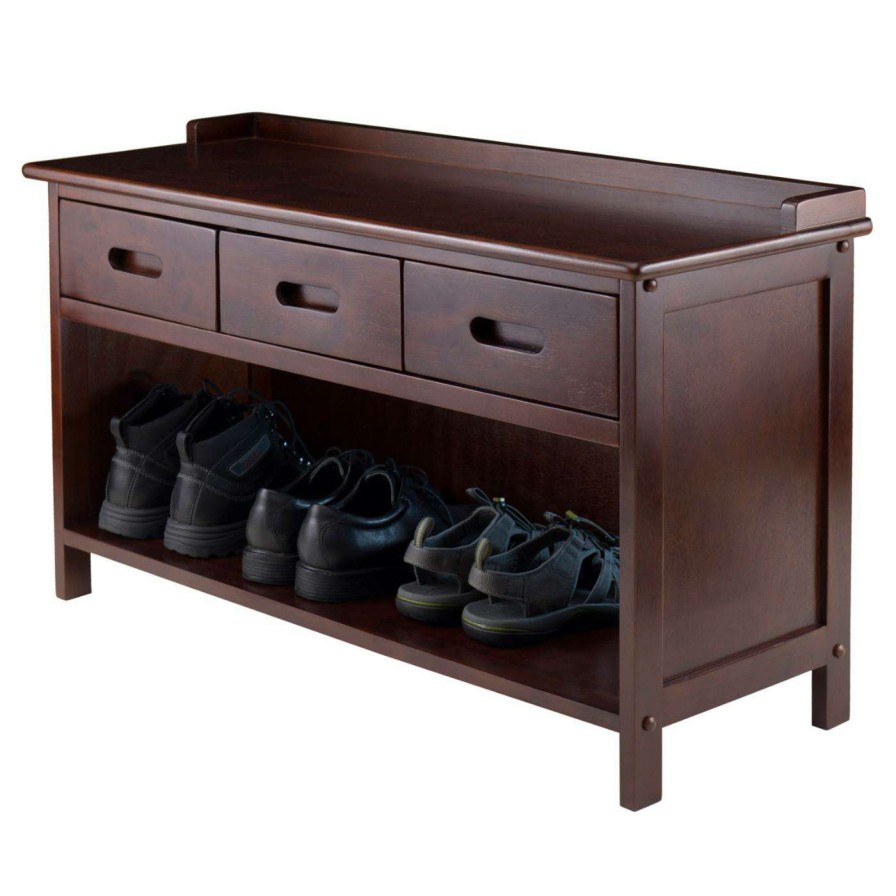 Indoor Benches * | Cheapest Winsome Indoor Storage Benches Adriana 3-Drawer Bench With Storage