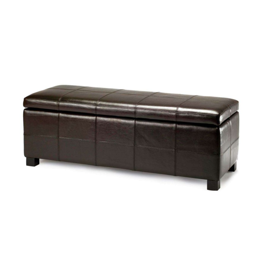 Indoor Benches * | Discount Indoor Storage Benches Safavieh Madison Storage Bench Brown Leather