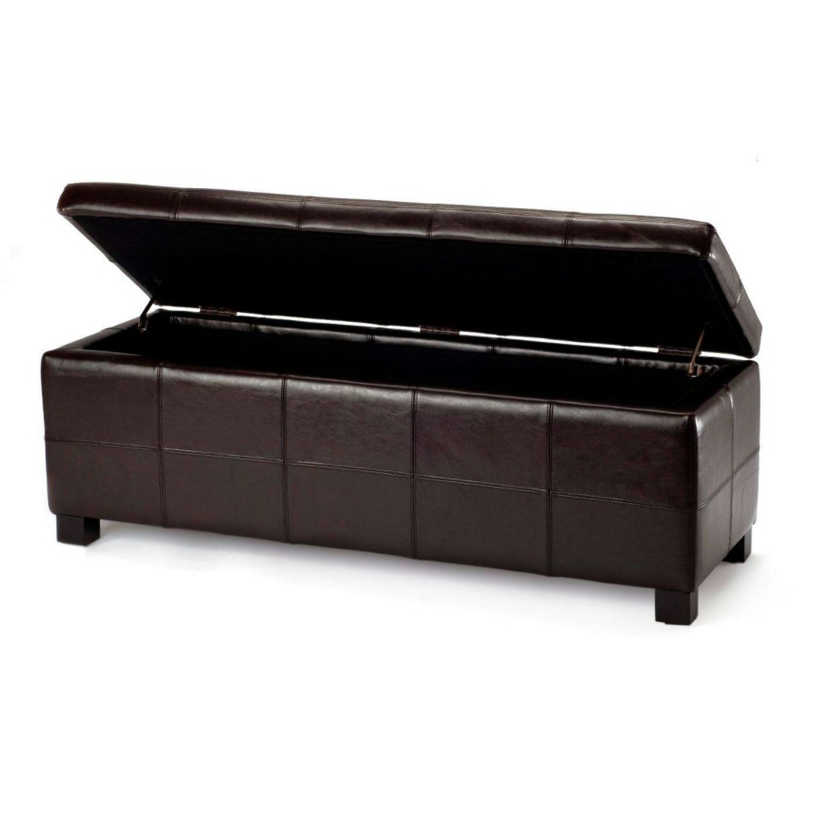 Indoor Benches * | Discount Indoor Storage Benches Safavieh Madison Storage Bench Brown Leather