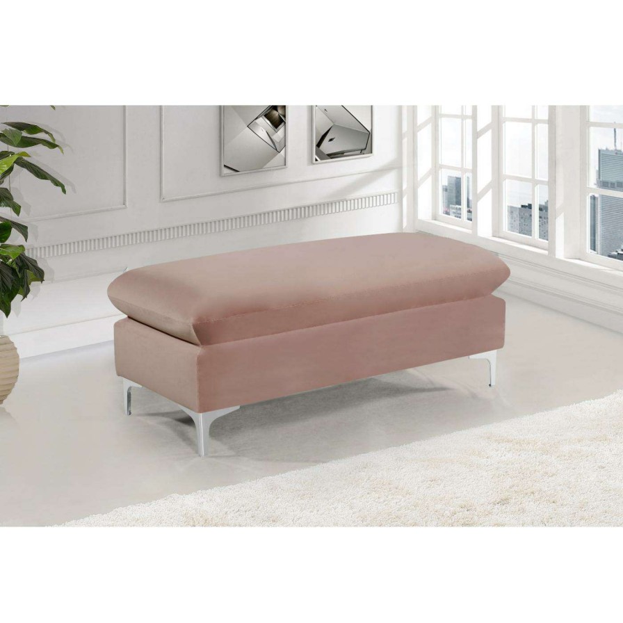 Indoor Benches * | Outlet Ottoman Benches Meridian Furniture Inc Naomi Velvet Ottoman/Bench