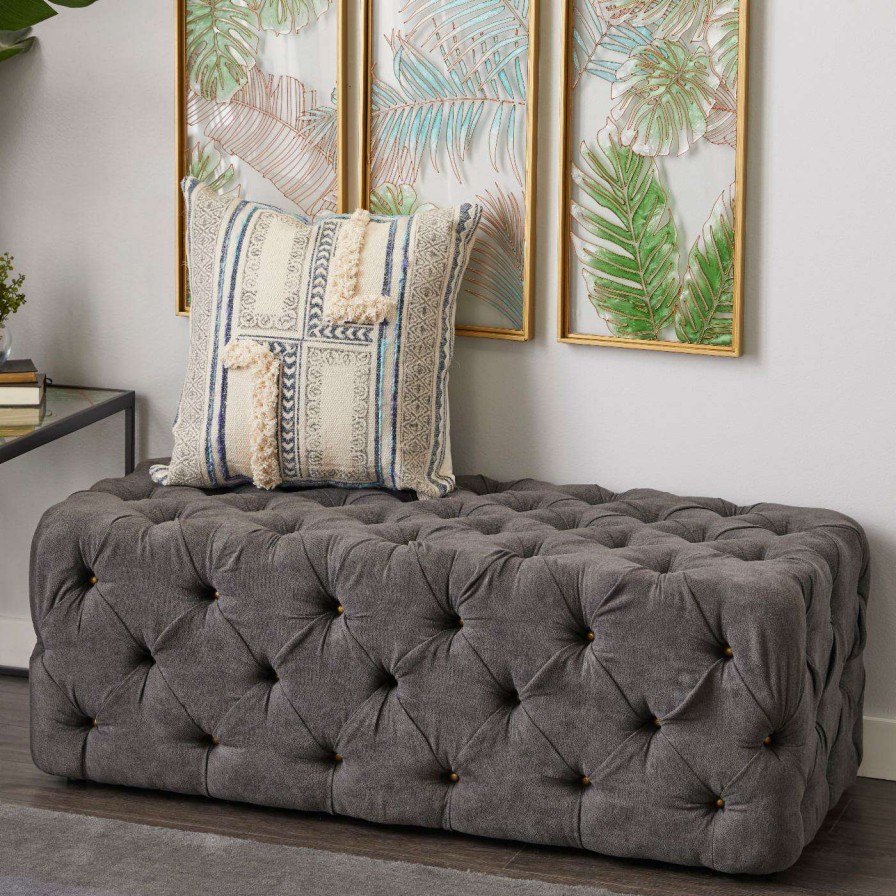 Indoor Benches * | New Ottoman Benches Decmode Velvet Tufted Bench