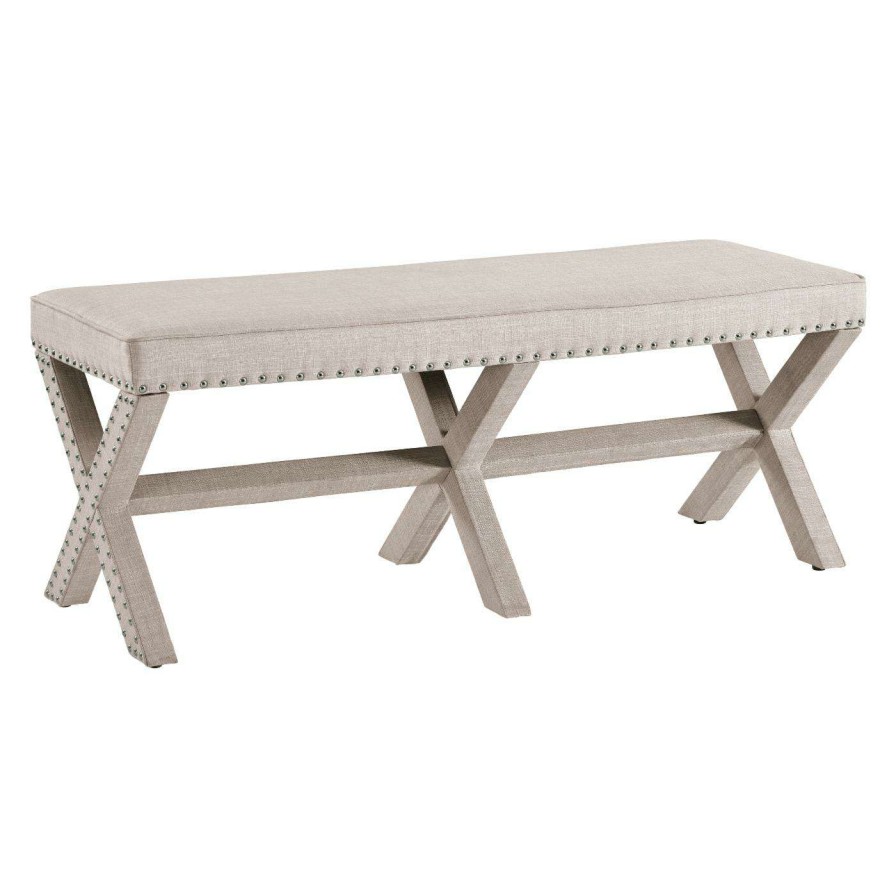 Indoor Benches * | Best Sale Bedroom Benches Right2Home Upholstered X Base Bed Bench Beige