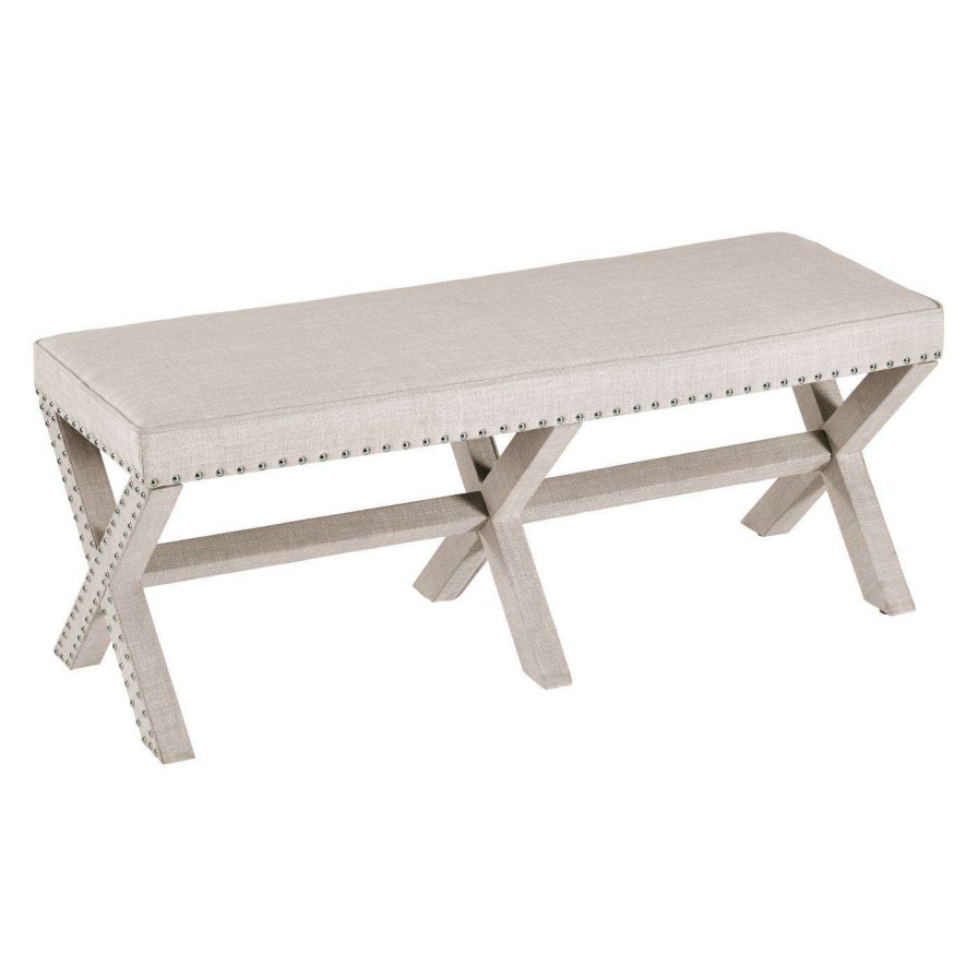 Indoor Benches * | Best Sale Bedroom Benches Right2Home Upholstered X Base Bed Bench Beige