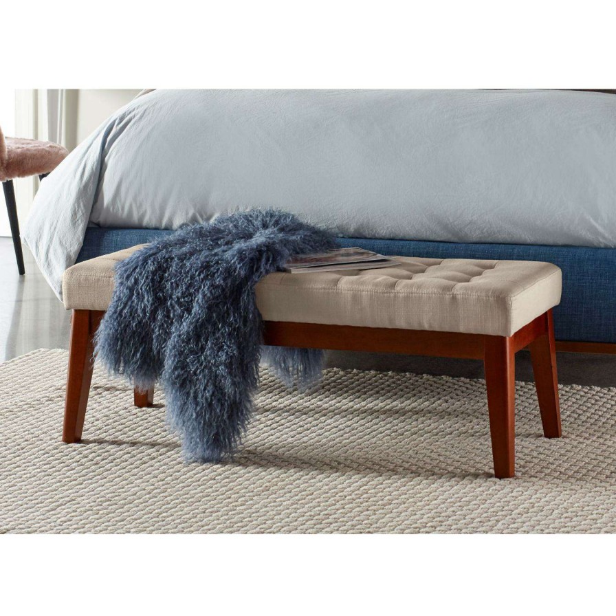 Indoor Benches * | Wholesale Bedroom Benches Elle Decor Claire Tufted Bedroom Bench