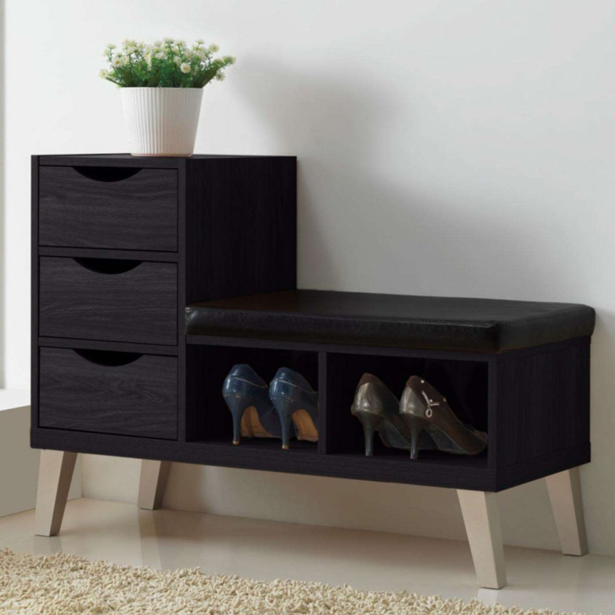 Indoor Benches * | Best Reviews Of Indoor Storage Benches Baxton Studio Arielle Seating Bench With Shoe Storage And Drawers