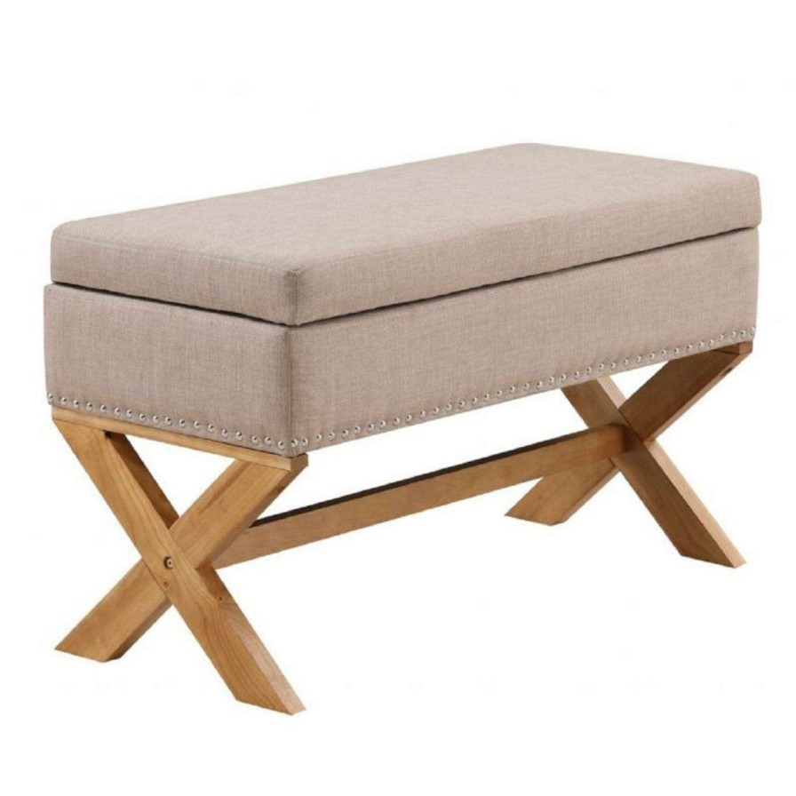 Indoor Benches * | Top 10 Ottoman Benches Boraam Becky 39 In. Wide Storage Ottoman