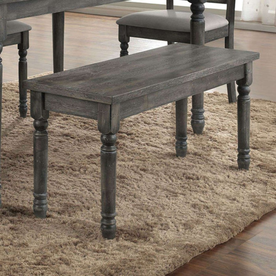 Dining Chairs * | New Kitchen & Dining Benches Acme Furniture Wallace Weathered Gray Dining Bench