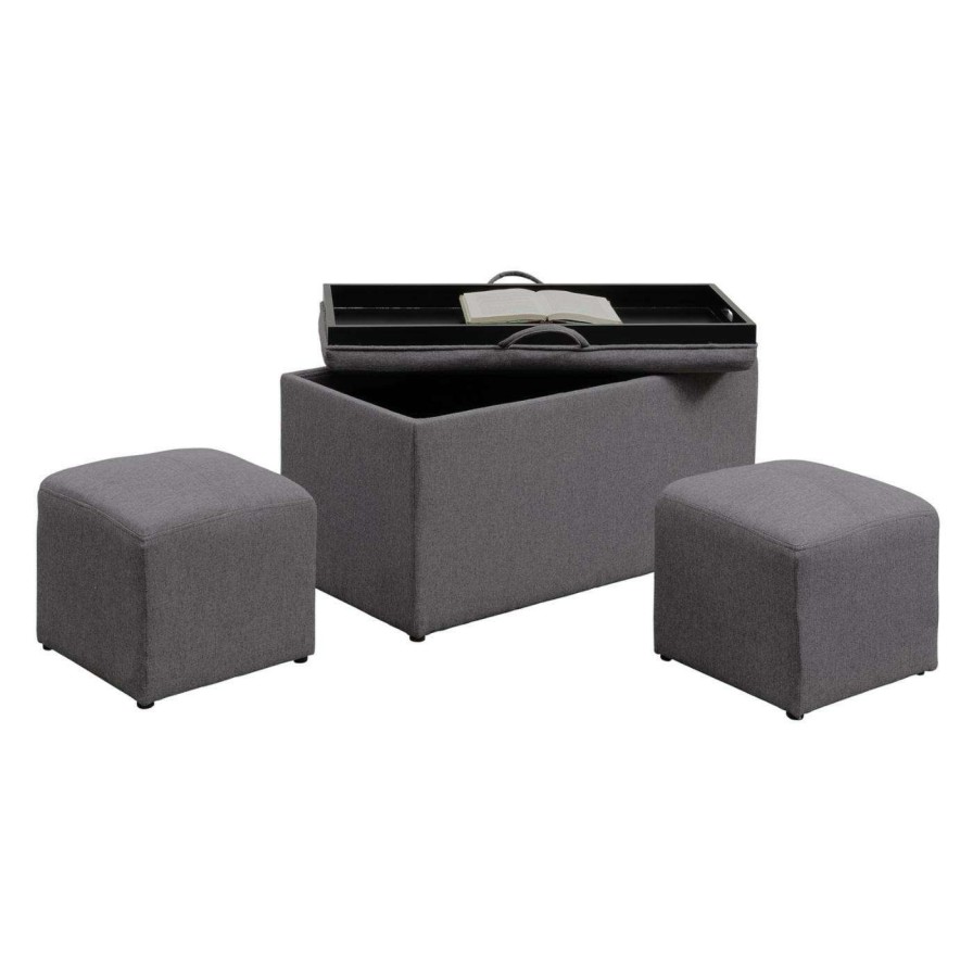 Indoor Benches * | Discount Ottoman Benches Convenience Concepts Sheridan Storage Bench With 2 Ottoman