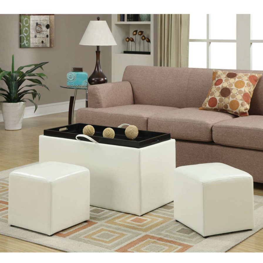 Indoor Benches * | Discount Ottoman Benches Convenience Concepts Sheridan Storage Bench With 2 Ottoman