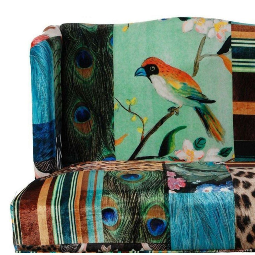 Indoor Benches * | Best Sale Settee Benches Benzara Bird Collage Print Settee