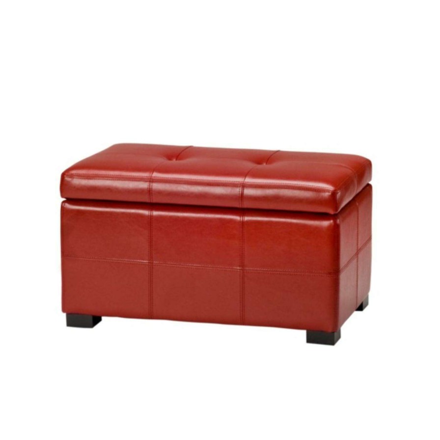 Indoor Benches * | Coupon Indoor Storage Benches Safavieh Small Red Maiden Tufted Leather Storage Ottoman