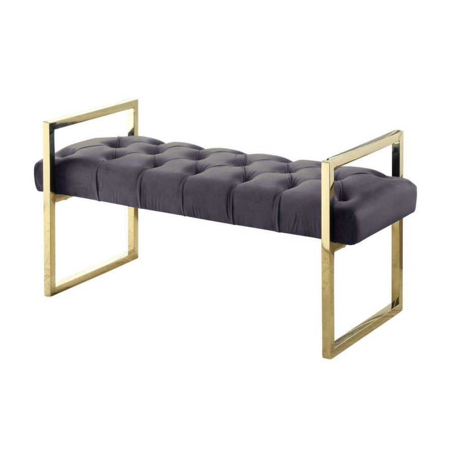 Indoor Benches * | Best Pirce Bedroom Benches Hi-Line Gift Ltd. Button-Tufted Velvet Upholstered Bench Navy