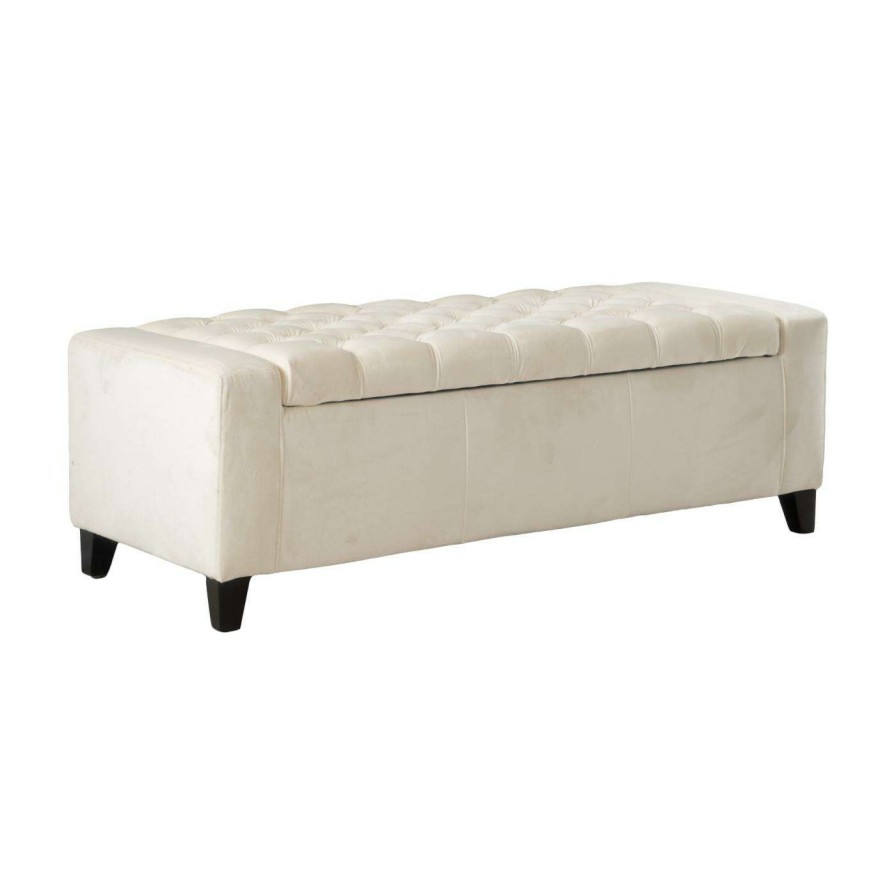 Indoor Benches * | Brand New Best Selling Home Indoor Storage Benches Hikaru Tufted Velvet Storage Ottoman/Bench