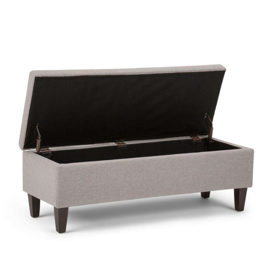 Indoor Benches * | Budget Entryway Benches Simpli Home Monroe Fabric Storage Bench Cloud Gray