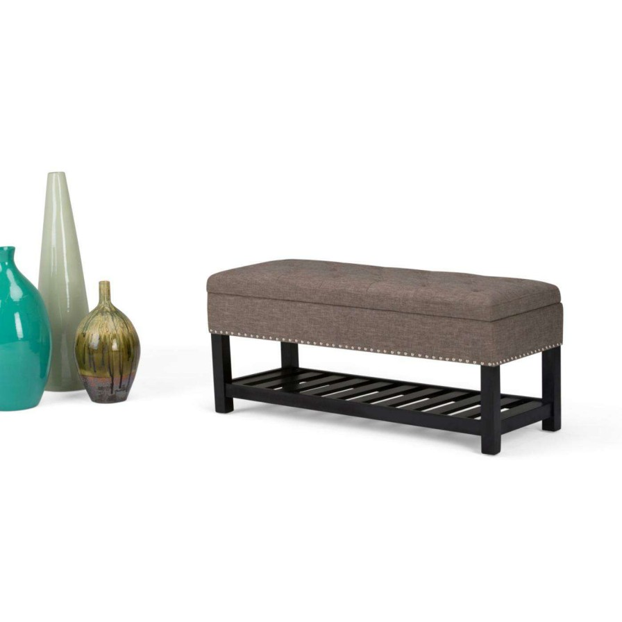 Indoor Benches * | Best Sale Brooklyn & Max Ottoman Benches Brooklyn + Max Joshua Faux Leather Storage Ottoman Bench