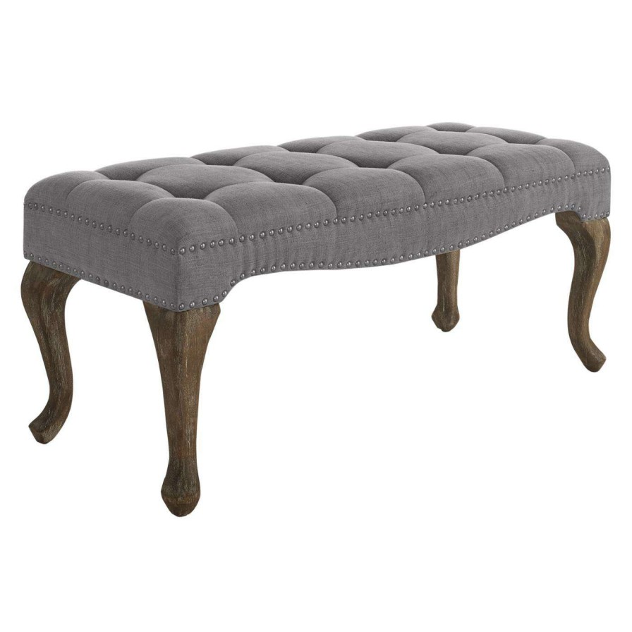 Indoor Benches * | Promo Bedroom Benches Linon Home Loire Cabriolet Washed Linen Bench