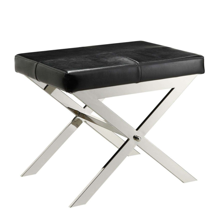 Indoor Benches * | Promo Ottoman Benches Chelsea Lane 22 In. X-Base Bonded Leather Stool