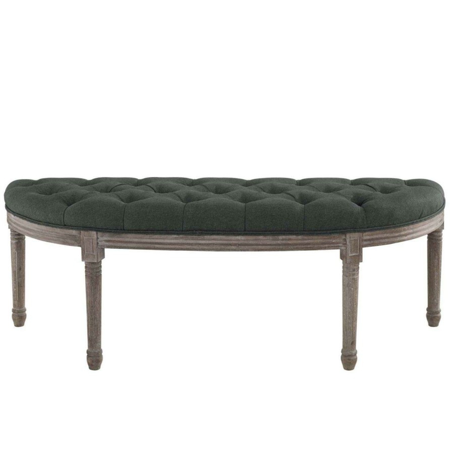 Indoor Benches * | Wholesale Bedroom Benches Modway Esteem Vintage French Upholstered Fabric Semi-Circle Bench