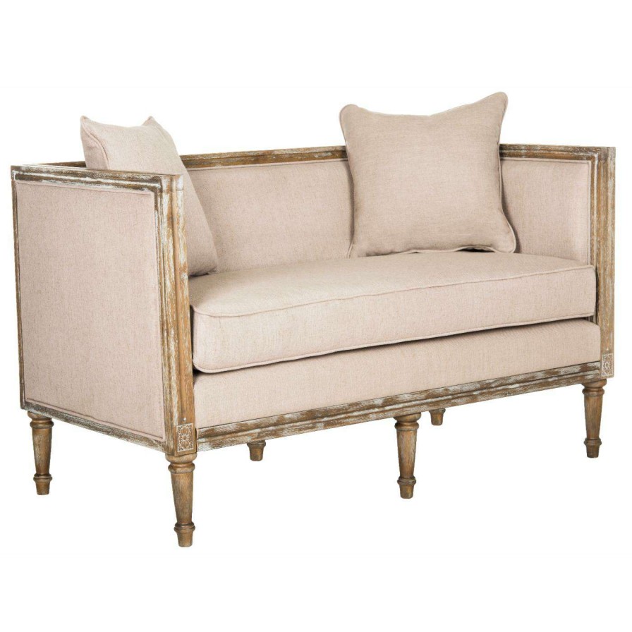 Indoor Benches * | Best Pirce Settee Benches Safavieh Leandra Linen French Country Settee