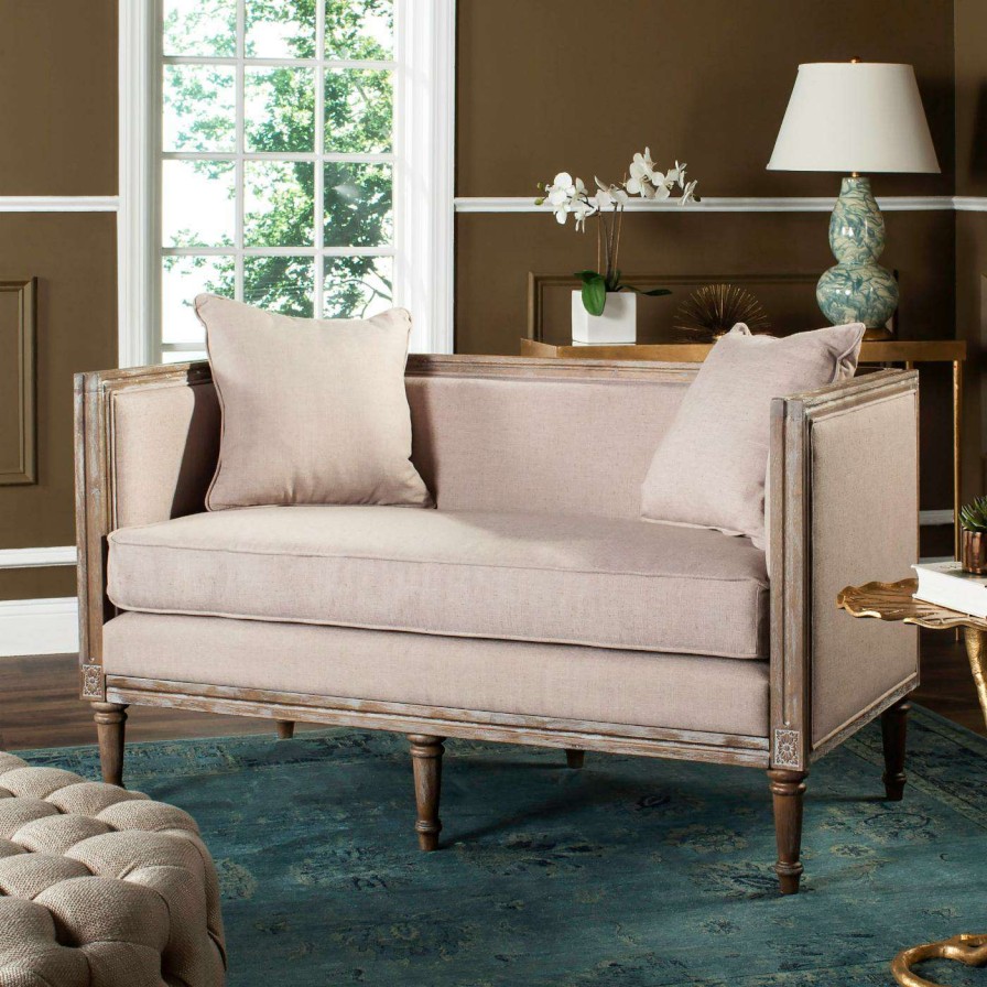 Indoor Benches * | Best Pirce Settee Benches Safavieh Leandra Linen French Country Settee