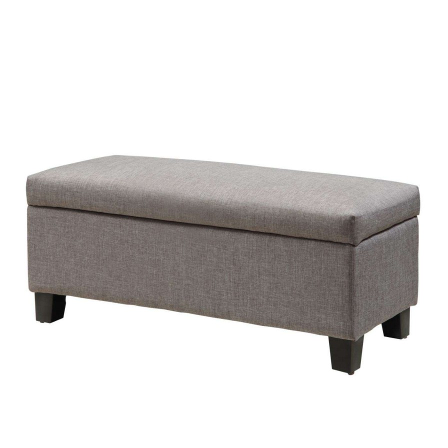 Indoor Benches * | Top 10 Indoor Storage Benches Weston Home Roman Storage Bench Gray Linen