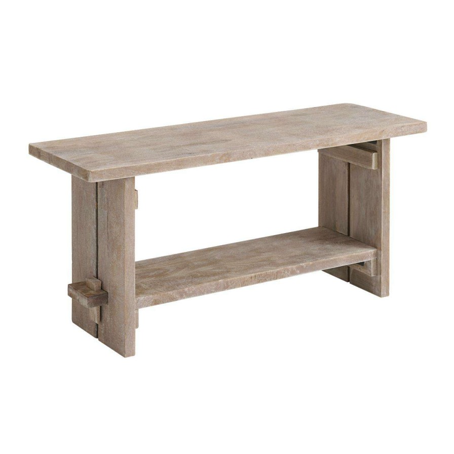 Indoor Benches * | Hot Sale Entryway Benches Alaterre Furniture Castleton Mango Wood 40 In. W Bench, Driftwood