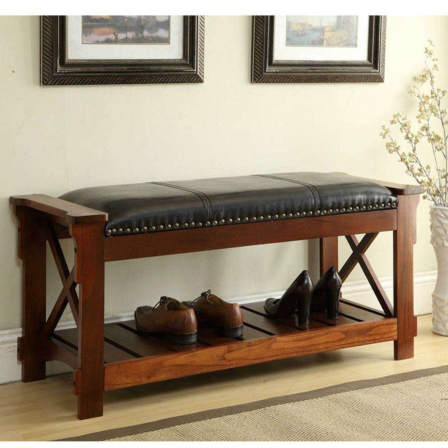 Indoor Benches * | Best Deal Indoor Storage Benches All Things Cedar Crossed Entryway Bench