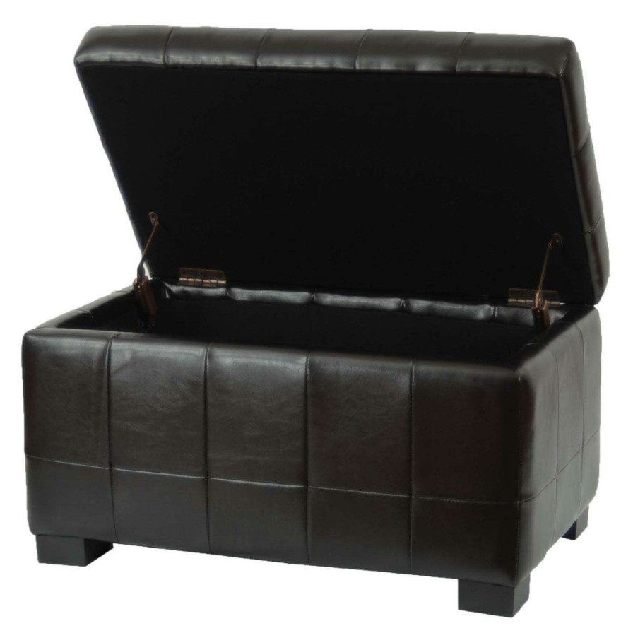 Indoor Benches * | Wholesale Indoor Storage Benches Safavieh Small Manhattan Storage Bench Brown Leather