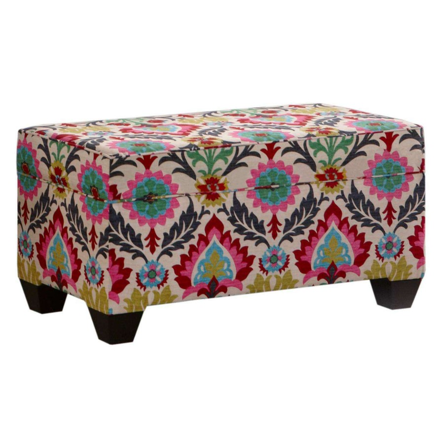 Indoor Benches * | Outlet Skyline Furniture Ottoman Benches Skyline Storage Bench Santa Maria Desert Flower