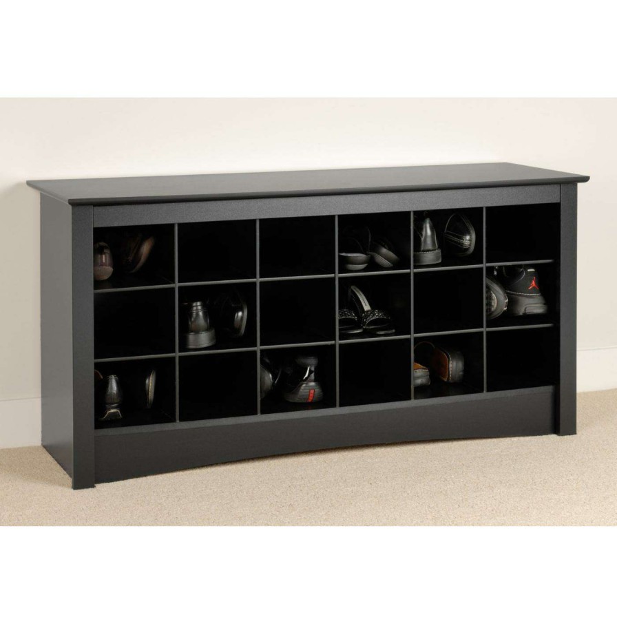 Indoor Benches * | Cheapest Indoor Storage Benches Prepac Winslow Black Shoe Storage Cubbie Bench