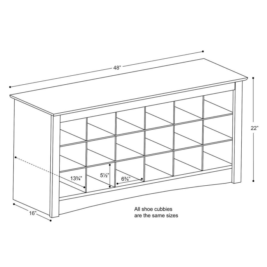 Indoor Benches * | Cheapest Indoor Storage Benches Prepac Winslow Black Shoe Storage Cubbie Bench