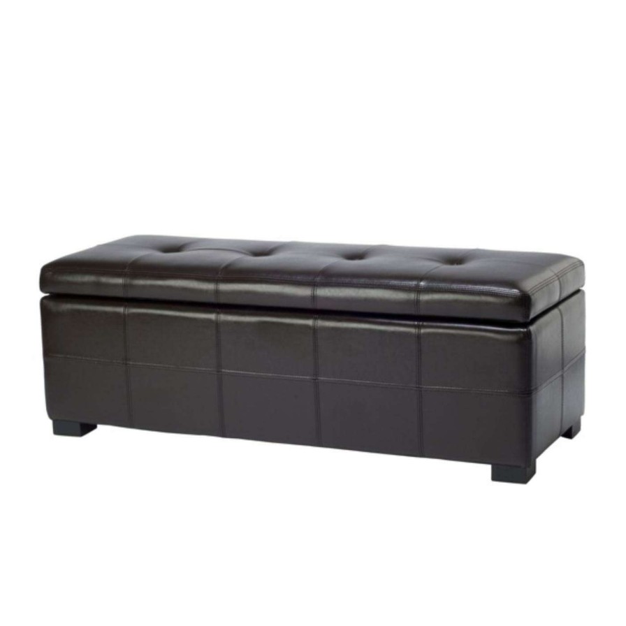 Indoor Benches * | Best Deal Indoor Storage Benches Safavieh Large Brown Maiden Tufted Leather Storage Bench